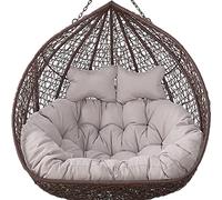 Cojín Huevo Sillón Columpio Colgante Doble, cojín Suave y Profundo, cojín for Silla Columpio de 2 plazas for Exteriores con Corbatas, Relleno Completo, no colapsado(Grey)