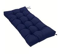 Cojín impermeable para banco de jardín de 2/3 plazas de largo para columpio de patio, piscina, azul marino (130 x 50 cm)