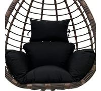 Cojín impermeable para silla colgante, almohadilla gruesa en forma de huevo para uso en interiores y exteriores, hamaca de jardín, elegante cojín negro para máxima comodidad y durabilidad
