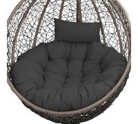 Cojín Impermeable para Silla Colgante De Exterior, Funda Gruesa con Respaldo Ajustable para Jardín, Mecedora, Hamaca Y Rattán - Lavable Fácil Limpiar(Black,100cm/39.4in)