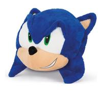 Cojín Infantil Calientamanos 3 en 1 Stitch, Hello Kitty, Minnie, Angel, Sonic, Spiderman y Creeper | Almohada Suave con Aberturas Laterales | Peluche Decorativo Infantil 35x35x15 cm (Sonic)