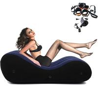 Cojín inflable para sofá sexual, para parejas, para parejas, colchones sexuales hinchables, sofá con esposas, grilletes para los pies, juguete erótico BDSM sexual extremadamente sexual (azul)