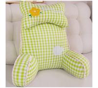 Cojín Lumbar a Cuadros con Trama de Burbujas, diseñado ergonómicamente para sostener Cuello, Brazos y Espalda, cojín y Almohada portátil, Gran cojín de Lectura,Verde,65 * 55cm