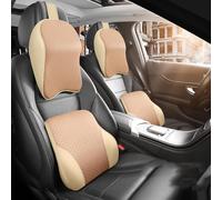 Cojin Lumbar Coche y Almohada para Nissan Qashqai II J11 2013 2014 2015 2016 2017 2018 2019 2020 2021,Ergonómico Respaldo Asiento y Almohada Coche para Asientos de Coche,C-Beige A Pair