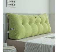 Cojín lumbar de lujo para leer la espalda, cojín lumbar con funda extraíble, grande, 180 x 50 x 20 cm, posicionador corporal verde para sofá cama y sofá