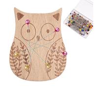 Cojín magnético con alfiler, diseño de búho de madera, con aguja de dibujos animados, incluye 100 alfileres de costura de colores aleatorios, accesorio de costura, costura, manualidades de tela
