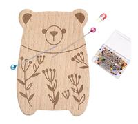 Cojín magnético para alfileres, delicioso porta agujas de costura magnético, con cien alfileres, soporte para pinzas metálicas para el pelo con forma de animal de madera para trabajos de costura