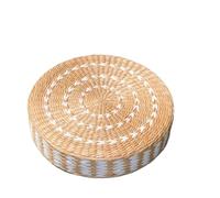 Cojin Meditacion Puf de paja tejido redondo 40/45cm, cojín Tatami, estera meditación for asientos suelo Yoga o taburete otomano(White flower face,50 x 20cm)