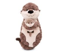 Cojín Nutria y Odalina 40x20cm Gris - Almohada de Peluche sostenible y mullida para niños, niñas, bebés y Amantes de los Peluches, Ideal para casa, la guardería o de Viaje