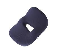 Cojín ortopédico para asiento de donut con forma de donut, espuma viscoelástica, superficie de pelo suave, diseño de ranura sin contacto para el hogar, oficina, viajes (azul marino)
