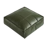 Cojín otomano cuadrado de piel sintética, asiento de cuero encerado retro vintage para sala de estar, dormitorio, balcón (verde aguacate, solo funda, M-40 x 40 x 15 cm)