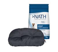 Cojín Ovalado Leeby + 3 kg Pienso Nath Adult Mini Pollo para perros ¡Pack Ahorro!