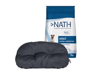 Cojín Ovalado Leeby + 3 kg Pienso Nath Adult Mini Pollo para perros ¡Pack Ahorro!