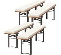 Cojín para asiento de banco al aire libre de 180 x 25 cm con funda de lino extraíble y lavable, almohadilla antideslizante para jardín, patio, comedor, sofá, mesa de cerveza (paquete de 4, 220 cm)