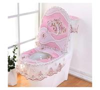 Cojín para asiento de inodoro， Juego de fundas for tapa inodoro, almohadillas for asiento terciopelo con diamantes dorados(Pink)