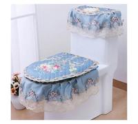 Cojín para asiento de inodoro， Juego de fundas for tapa inodoro, cubiertas for y tanque, almohadillas for cojín asiento, baño lavable(Blue)