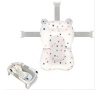 Cojín para Bañera de Bebé - Asiento Ergonómico Ajustable y Portátil con Malla Antideslizante, Almohada Reductora, Hamaca de Ducha con Diseño de Estrellas (Blanco)