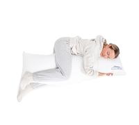 Cojín para dormir de lado con funda de algodón 150x50 cm | Cojín de confort premium para dormir de lado | con almohada interior | Cojín de abrazo | Oeko-Tex | Cojín para dormir para adultos (Blanco)