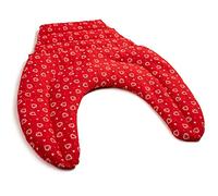 Cojín para el cuello con parte dorsale - rojo con corazones - Almohada térmica - Saco cervical térmico de semillas - Cojín caliente para la espalda - Semillas de colza