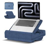 Cojín para Ordenador Portatil, Soporte Portatil Cojin con 3 Angulos Ajustables, Cojin Ordenador con Reposamuñecas, Tableta de hasta 16”, Apto para Uso Laboral y Doméstico, Azul