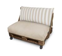 HAPPERS Cojines para Palets Toldotex Impermeable 120x80 + 120x45 Crudo Rayado