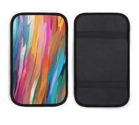 Cojín para pasamanos de coche de color arcoíris, suave, cómodo, antideslizante, cojín de neopreno para reposabrazos de coche, decoración universal, funda de consola central de coche para la mayoría de