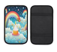 Cojín para pasamanos de coche de cumpleaños arcoíris, suave, cómodo, antideslizante, cojín para reposabrazos de coche, decoración universal, funda de consola central de coche para la mayoría de coches