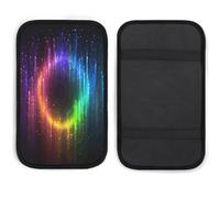 Cojín para pasamanos de coche de neón arcoíris, suave, cómodo, antideslizante, cojín de neopreno para reposabrazos de coche, decoración universal, funda de consola central de coche para la mayoría de