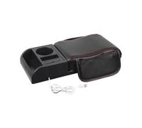 Cojín para reposabrazos de coche, cojín elevador de consola de cuero automotriz con 2 bolsas de almacenamiento, suministros interiores del coche, almohadilla de reposabrazos, almohadilla de descanso