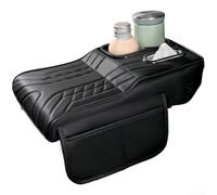 Cojín para reposabrazos de coche con soporte para tazas, protector de consola central ajustable en altura, soporte ergonómico para el codo, material transpirable, bolsillos laterales de almacenamiento