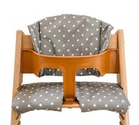 Cojín para silla alta Stokke Tripp Trapp, fácil de montar, almohadilla para trona totalmente limpia (gris con estrellas blancas)