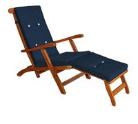 Detex® Cojín para Tumbona Azul Almohadilla para Silla de jardín Aspecto Lino hidrófugas 184,5 x 43 x 5 cm