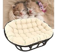 Cojín para Silla con Mullido Papasan,Cojín Papasan Doble,Papasan Grueso y cómodo de Gran tamaño,Cojín para Silla Papasan Impermeable al Aire Libre con Lazos,Beige,64.9 * 45.2inch