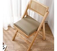 Cojín para silla de comedor de espuma viscoelástica de látex con cremallera, antideslizante, de piel sintética, para jardín, patio, comedor, oficina, impermeable, color caqui, cuadrado, rectangular, 4