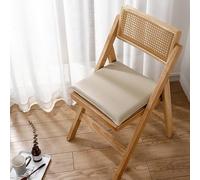 Cojín para silla de comedor de espuma viscoelástica de látex con cremallera, antideslizante, de piel sintética, impermeable, cuadrado, rectangular, para jardín, patio, comedor, oficina, color crema, 4