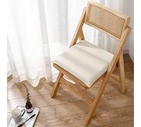 Cojín para silla de comedor de espuma viscoelástica de látex con cremallera para jardín, patio, comedor, oficina, antideslizante, de piel sintética, cuadrado, rectangular, impermeable, color blanco só