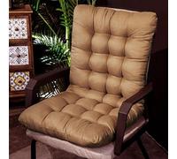 Cojín para silla de jardín con respaldo alto para exteriores, con correas de amarre, almohadilla de ratán impermeable para muebles (marrón, 45 x 155 cm), soporte cómodo para patios y terrazas