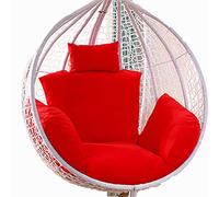 Cojín para Silla Egg, Asiento de Silla Columpio Colgante for Exteriores, Funda de cojín Gruesa Lavable for Silla Hamaca Grande con reposacabezas y reposabrazos(Red)
