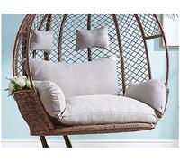 Cojín para Silla Hamaca Tipo Huevo, 2 Seater Egg Chair Cushion Waterproof Outdoor Hanging Swing Replacement Multicolor(Grey)