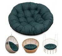 Cojín para sillón colgante, 60 x 60 cm, redondo, cojín para silla colgante, cojín para silla colgante, cojín para mecedora, cojín para exterior, plegable, cojín para interior y exterior, verde oscuro