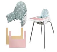Cojín para trona, cojín para silla IKEA Antilop Trona, cojín para asiento, con dos manteles individuales para trona, cojín inflable incorporado, suave y cómodo (Hojas frescas)