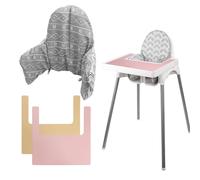 Cojín para trona, cojín para silla IKEA Antilop Trona, cojín para asiento, con dos manteles individuales para trona, cojín inflable incorporado, suave y cómodo (rayas a cuadros)