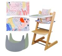 Cojín para Trona, Suave y cómodo, Funda de Asiento de bebé con 2 manteles Individuales para Trona, cojín de bebé para Tripp Trapp Que Hace Que Sentarse al bebé Sea más cómodo (Patrones Coloridos)
