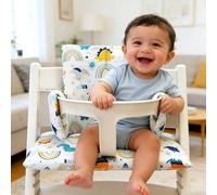 Cojín para Trona Tripp Trapp Stokke, ADDLIVE Cojin Trona, Dos Métodos de Instalación, Extraíble y Lavable, Asegurado con Velcro, Juego de Cojines para Trona (Reino de los dinosaurios)