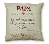 Cojin Personalizado Papa. Regalo dia del Padre, Cumpleaños Personalizable. Funda Lavable. Regalos Originales para Padres. Opción con Relleno. Cojín te quiero Mama Personalizado 40x40cm Suave Lino