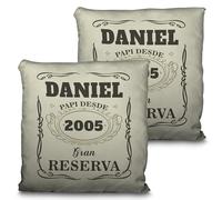 Cojín Personalizado Papá. Regalos Originales para Padres. Regalos Divertidos para Papa Navidad, Día del Padre. Regalo para Papa . Cojin Dia del Padre Varios Tamaños. Relleno Incluido. GRAN RESERVA
