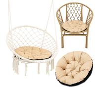 Cojín Redondo Jardin para sillas Colgante et Silla Ratan 60 cm - Cojin para Hamaca Cojines Redondos de Asiento Exterior o Interior Beige Sombra B