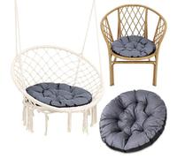 Cojín Redondo Jardin para sillas Colgante et Silla Ratan 60 cm - Cojin para Hamaca Cojines Redondos de Asiento Exterior o Interior Grafito Sombra B