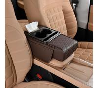 Cojín Reposabrazos Coche para Audi A6 (C4 C5 C6 C7 C8 1994-2025 2026),Organizador Consola Central De Cuero PU con Portavasos Y Caja De Pañuelos,Almohadilla Elevadora Accesorios,Brown