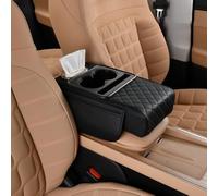 Cojín Reposabrazos Coche para Citroën Grand C4 Picasso/SpaceTourer (2006-2022),Organizador Consola Central De Cuero PU con Portavasos Y Caja De Pañuelos,Almohadilla Elevadora Accesorios